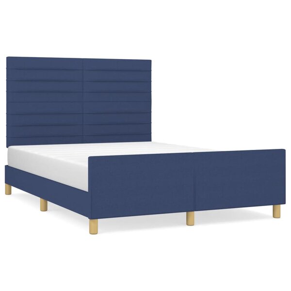 vidaXL Cadre de lit avec tête de lit Bleu 140x190 cm Tissu