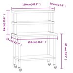 vidaXL Table de travail de cuisine avec étagère 110x55x150 cm inox