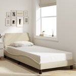 vidaXL Cadre de lit avec tête de lit sans matelas crème 90x200cm tissu