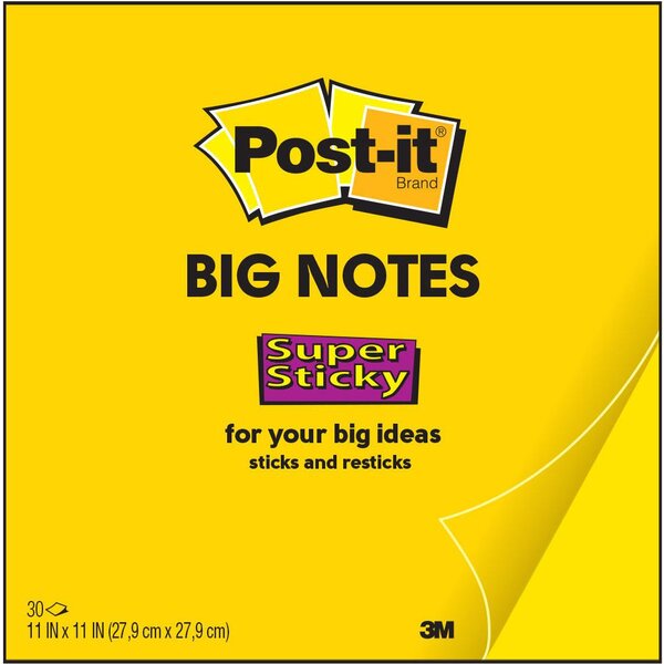 Big Notes Super Sticky, BN11-EU, 30 feuilles, jaune fluo, 27,9 x 27,9 cm (bloc 30 feuilles)