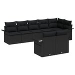 vidaXL Ensemble de canapé de jardin 8 pièces avec coussins noirs en poly rattan
