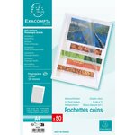 Sachet 50 Pochettes Coin Polypropylène Grainé 12/100e - A4 - Cristal - X 10 - Exacompta