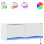 vidaXL Meuble TV mural avec lumières LED blanc 100x31x35 cm
