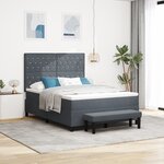vidaXL Lit à Sommier avec Matelas & Banc Gris Foncé 160x200 cm Velours