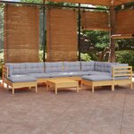 vidaXL Salon de jardin 10 Pièces avec coussins gris bois de pin massif