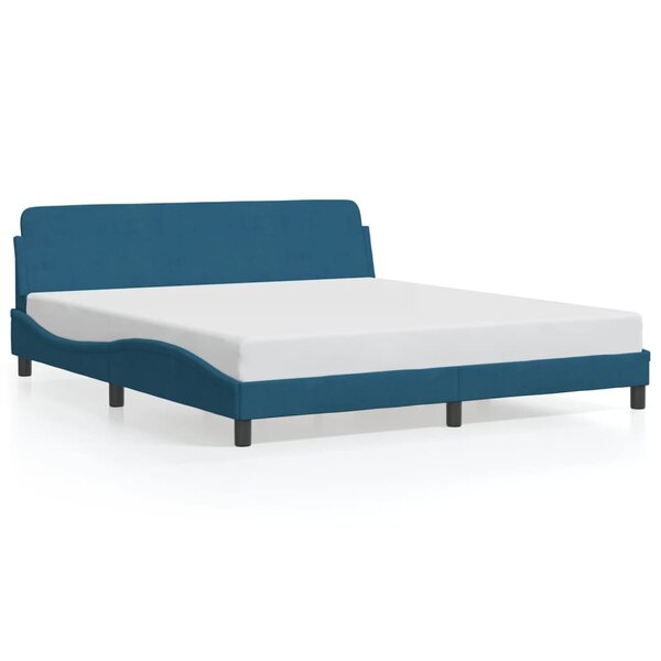 VidaXL Cadre de lit et tête de lit sans matelas bleu 180x200cm velours