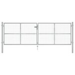 vidaXL Porte de jardin Acier galvanisé 415x175 cm Argenté