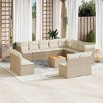 vidaXL Salon de jardin avec coussins 13 Pièces beige résine tressée