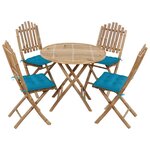 vidaXL Ensemble à manger d'extérieur pliable 5Pièces avec coussins Bambou