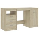 Bureau table poste de travail meuble d'ordinateur informatique étude chêne sonoma 140 x 50 x 76 cm bois d’ingénierie brun 02_0023655