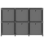 vidaXL Étagère d'affichage 6 cubes et boîtes Gris 103x30x72 5 cm Tissu