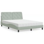 vidaXL Lit avec matelas gris clair 140x200 cm velours