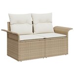 Ensemble de canapé de jardin 6 pièces avec coussins en poly rattan beige