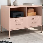 vidaXL Meuble TV rose 68x39x50 5 cm acier laminé à froid