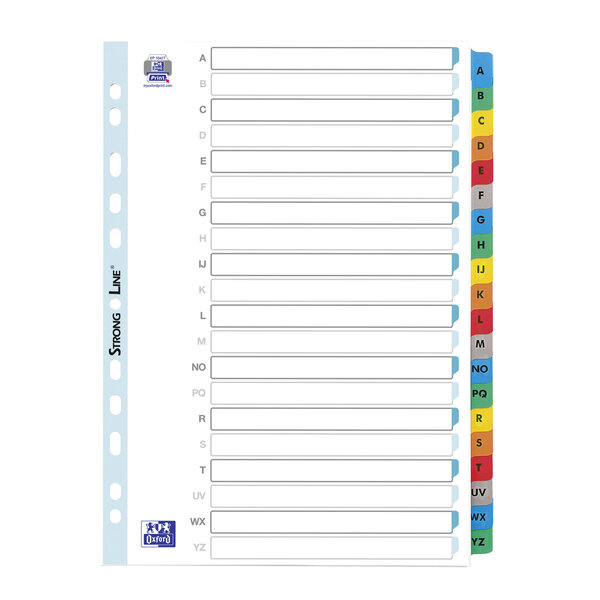 Intercalaire alphabétique a4 elba carton 20 onglets multicolores - 1 jeu - oxford