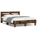 vidaXL Cadre de lit avec LED sans matelas chêne fumé 120x190 cm