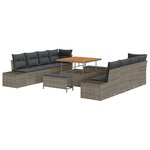 vidaXL Ensemble de Canapé de Jardin en 11 Pièces avec Coussins Gris en Poly Rattan