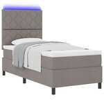 vidaXL Lit à Sommier avec Matelas & LED Taupe 100x200 cm Tissu