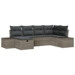 vidaXL Ensemble de Canapé de Jardin 6 Pièces avec Coussins Gris Poly Rattan