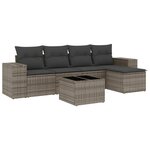 vidaXL Salon de jardin 6 Pièces avec coussins gris résine tressée