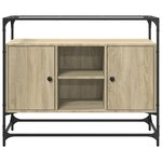 vidaXL Buffet avec dessus en verre chêne sonoma bois d'ingénierie