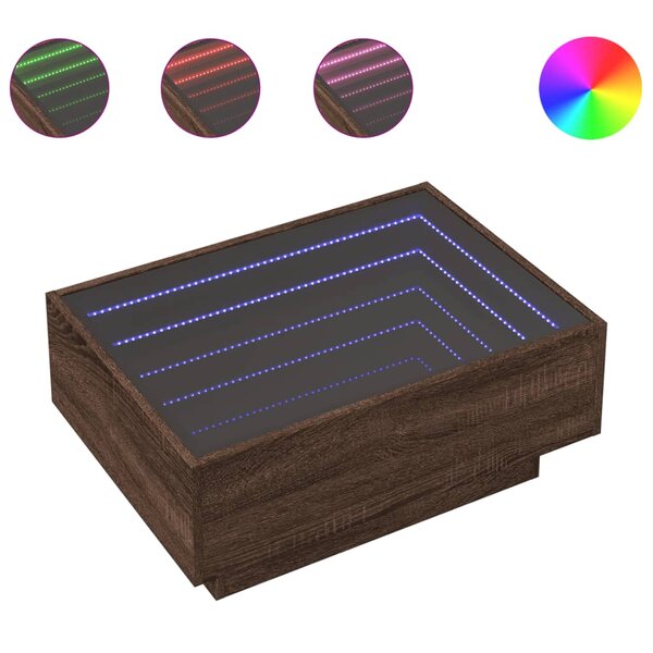 vidaXL Table basse avec LED chêne marron 70x50x30 cm bois d'ingénierie