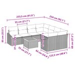 vidaXL Canapé de jardin 9 pièces avec coussins noir poly rattan acacia