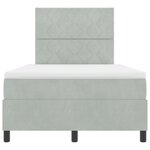 Lit box spring vidaXL avec matelas et lumière LED Gris clair 120x190 cm Velours