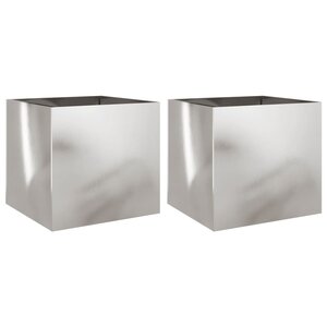 vidaXL Jardinières 2 Pièces argenté 42x40x39 cm acier inoxydable