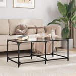 vidaXL Table basse avec dessus en verre noir 98 5x50x40 cm acier