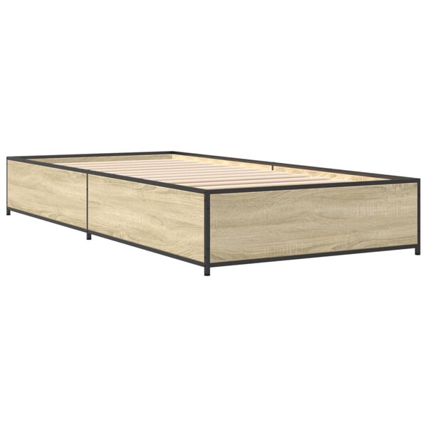 vidaXL Cadre de lit chêne sonoma 90x190 cm bois d'ingénierie et métal