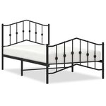vidaXL Cadre de lit métal sans matelas avec pied de lit noir 100x190cm