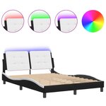 vidaXL Cadre de lit avec LED sans matelas noir et blanc 140x200 cm
