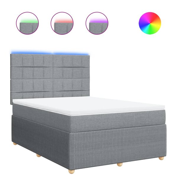 vidaXL Sommier à lattes de lit avec matelas Gris clair 140x190cm Tissu
