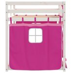 vidaXL Lit superposé avec rideaux rose 80x200 cm bois pin massif