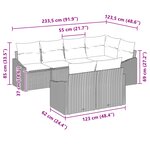 vidaXL Ensemble de Canapé de Jardin 7 Pièces avec Coussins Gris Poly Rattan