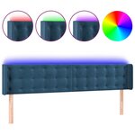 vidaXL Tête de lit à LED Bleu foncé 203x16x78/88 cm Velours