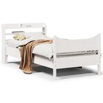 vidaXL Cadre de lit avec tête de lit blanc 75x190cm bois de pin massif