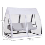 Balancelle de jardin convertible 3 places grand confort : matelas assise dossier  moustiquaire intégrale zippée avec toit   pochette rangement métal époxy polyester blanc