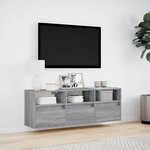vidaXL Meuble TV mural avec lumières LED sonoma gris 130x31x45 cm