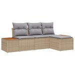 Ensemble de Canapés de Jardin 4 Pièces avec Coussins Beige Poly Rattan Acacia