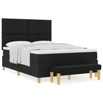 vidaXL Lit à ressorts avec matelas et banc noir 140x200 cm en tissu