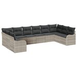 Ensemble de canapé de jardin de 10 pièces avec coussins Gris clair Rattan synthétique