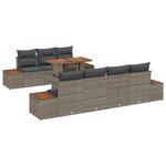 vidaXL Ensemble de salle à manger de jardin en 8 pièces avec coussins Grise en poly rattan et acacia