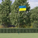 vidaXL Drapeau de l'Ukraine et mât 5 55 m aluminium