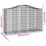 vidaXL Paniers à gabions arqués 3 Pièces 200x50x120/140 cm Fer galvanisé
