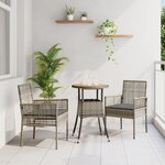 vidaXL Ensemble de salle à manger de jardin 3 pièces en poly rotin gris