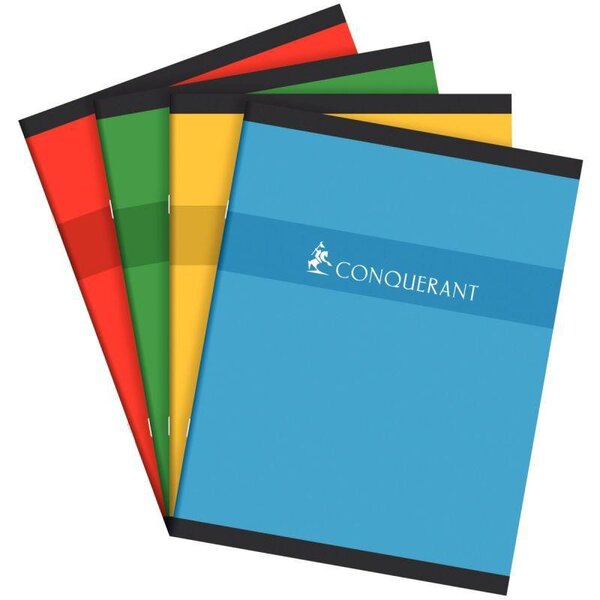 Cahier piqûre 192 pages seyès 70 g  couverture carte  format 17 x 22 cm CONQUERANT