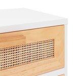 vidaXL Table de chevet Blanc Bois de pin massif et rotin naturel