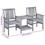 vidaXL Chaises de jardin avec table à thé et coussins Acacia solide